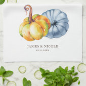 Erntedank Kürbis Personalisierte Wasserfarbe Geschirrtuch (Gefaltet)