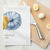 Erntedank Kürbis Personalisierte Wasserfarbe Geschirrtuch (Viertel Falte)