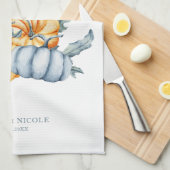 Erntedank Kürbis Personalisierte Wasserfarbe Geschirrtuch (Viertel Falte)