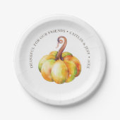 Erntedank Kürbis personalisierte Wasserfarbe Pappteller (Vorderseite)