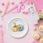 Erntedank Kürbis personalisierte Wasserfarbe Pappteller (Party)