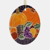 Erntedank-Kürbis und Freund-Patchwork Keramikornament (Rechts)