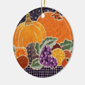 Erntedank-Kürbis und Freund-Patchwork Keramikornament (Links)