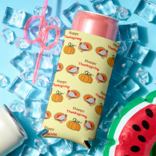 Erntedank-Kürbis und Truthahnmuster gelb Selters Dosenkühler