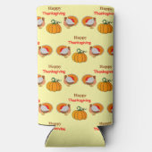 Erntedank-Kürbis und Truthahnmuster gelb Selters Dosenkühler (Rückseite)