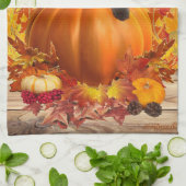 Erntedank-KürbisKitty Geschirrtuch (Gefaltet)