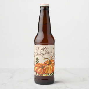 Erntedank-Kürbisse Bierflaschenetikett
