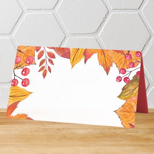 Erntedank Land Rustikale Herbstblätter Platzkarte