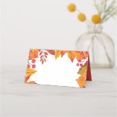 Erntedank Land Rustikale Herbstblätter Platzkarte (Vorderseite)