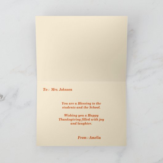 Erntedank Lehrer Briefmarke Collage | Fall Karte (Innenseite)