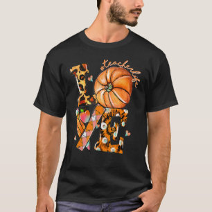 Erntedank Lehrer Life Pumpkin Liebe Leopard Fal T-Shirt