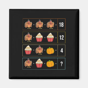 Erntedank-Lehrer Truthahn Cupcake und Kürbis Ma Magnet
