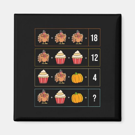 Erntedank-Lehrer Truthahn Cupcake und Kürbis Ma Magnet (Vorne)
