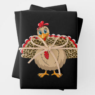 Erntedank Leoparden Truthahn Erntedank Herbst  Geschenkpapier Set