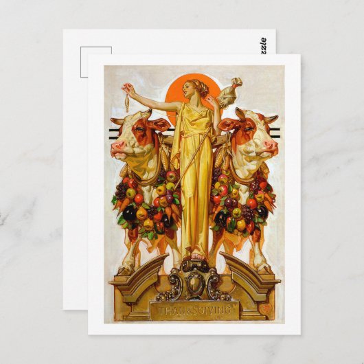 Erntedank - Leyendecker Postkarte (Vorne/Hinten)