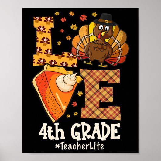 Erntedank Liebe 4. Klasse Lehrer Truthahn Herbst Poster (Vorne)