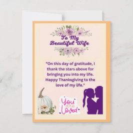 Erntedank Liebe für meine schöne Ehefrau Feiertagskarte