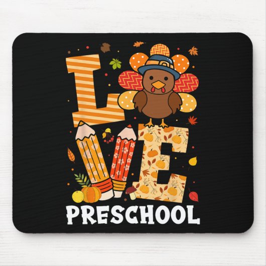 Erntedank Liebe Vorschullehrer Truthahn Herbst Mousepad (Vorne)
