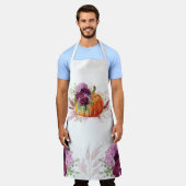Erntedank Lila Floral Pumpkin Schürze (Getragen)