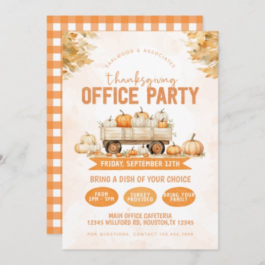 Erntedank Lunch Office-Party Einladung (Vorne/Hinten)