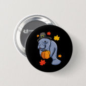 Erntedank Manatee Pilgrim Fall Pumpkin Dugong Button (Vorne & Hinten)