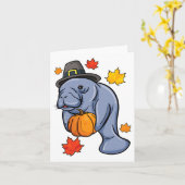 Erntedank Manatee Pilgrim Fall Pumpkin Dugong Karte (Gelbe Blume)