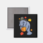 Erntedank Manatee Pilgrim Fall Pumpkin Dugong Magnet (Vorderseite/Rückseite)
