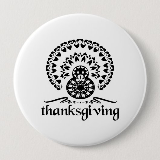 Erntedank Mandala Turkey Boho Folk Art Button (Vorderseite)