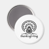 Erntedank Mandala Turkey Boho Folk Art Magnet (Vorderseite/Rückseite)