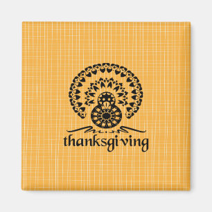 Erntedank Mandala Turkey Boho Folk Art Magnet