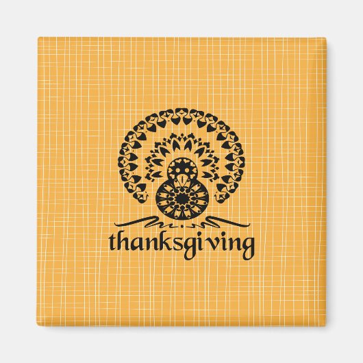 Erntedank Mandala Turkey Boho Folk Art Magnet (Vorne)