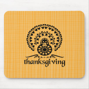Erntedank Mandala Turkey Boho Folk Art Mousepad