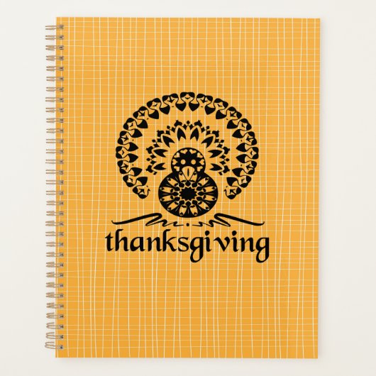 Erntedank Mandala Turkey Boho Folk Art Planer (Vorderseite)