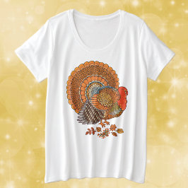 Erntedank männliche Türkei Schwanz Herbstfarben ge Große Größe T-Shirt