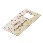 Erntedank Maple-Blätter Geldbeutel Flaschenöffner (Rückseite Schrägansicht)