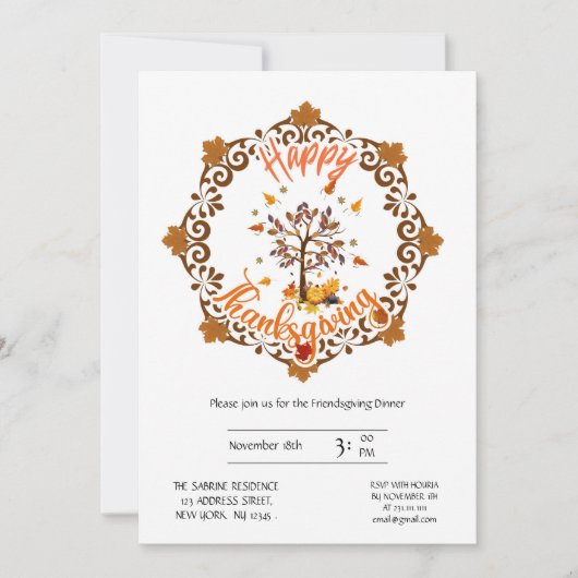 Erntedank Maple Blätter rahmen Herbsteinladung Einladung (Vorderseite)