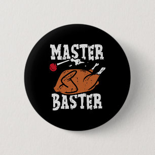 Erntedank Master Baster Fun Türkei Tag Herbst Männ Button
