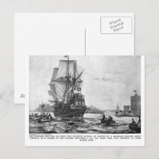 Erntedank Mayflower Ship ( Postkarte ) (Vorne/Hinten)