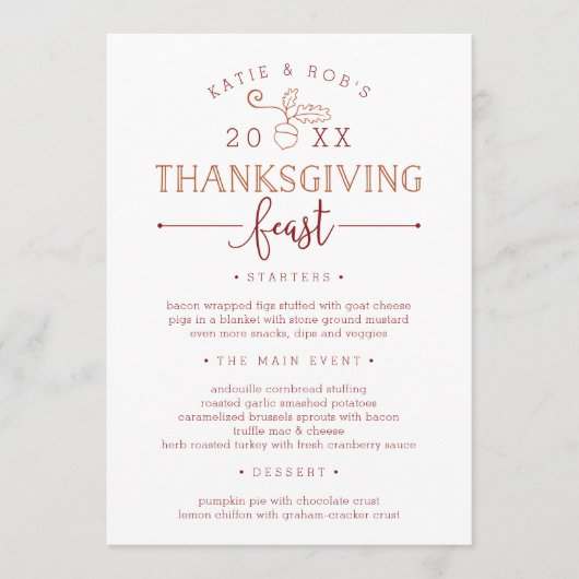 Erntedank-Menü nach Maß Menükarte (Vorderseite)