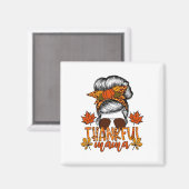 Erntedank Messy Bun Hair Fall Mama Magnet (Vorderseite/Rückseite)