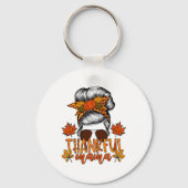 Erntedank Messy Bun Hair Fall Mama Schlüsselanhänger (Vorderseite)