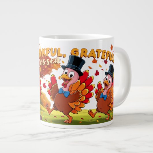 Erntedank mit Danksagungen Jumbo-Tasse (Vorderseite Rechts)