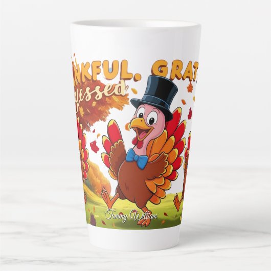 Erntedank mit Danksagungen Milchtasse (Vorderseite)