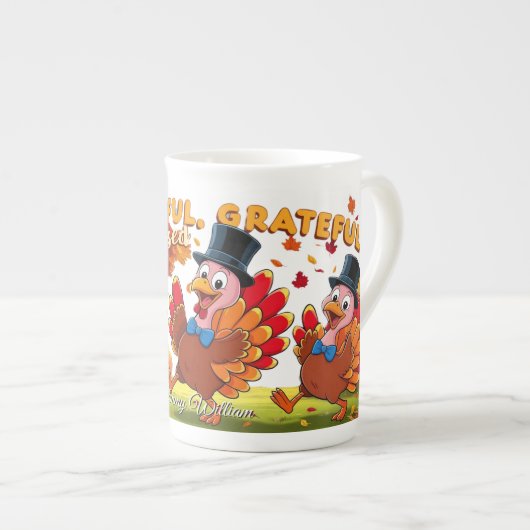 Erntedank mit Danksagungen Porzellantasse (Vorderseite Rechts)