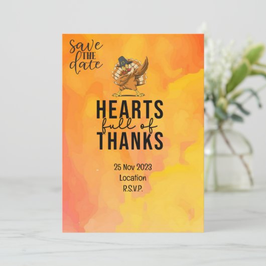 Erntedank mit der Türkei Save the Date Einladung (Stehend Vorderseite)