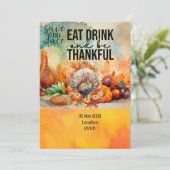 Erntedank mit der Türkei Save the Date Einladung (Stehend Vorderseite)