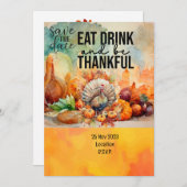 Erntedank mit der Türkei Save the Date Einladung (Vorne/Hinten)