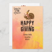 Erntedank mit der Türkei Save the Date Einladung (Vorne/Hinten)