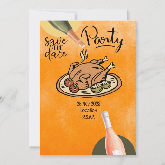 Erntedank mit der Türkei Save the Date Einladung (Vorderseite)