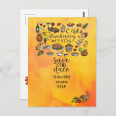 Erntedank mit der Türkei Save the Date Einladung Postkarte (Vorne/Hinten)